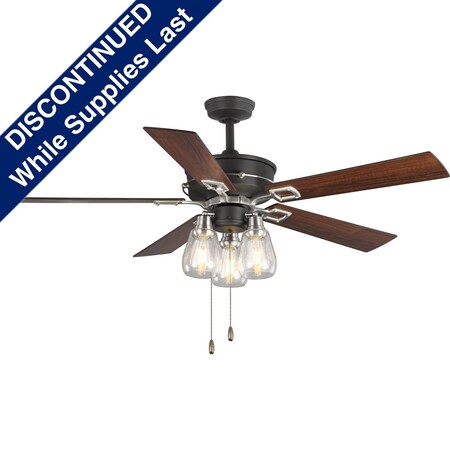 Progress Lighting Teasley Collection 56" Five-Blade Ceiling Fan With Glass Shades P250004-143